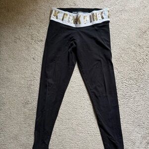 PINK Victoria's Secret Black and Gold Leggings